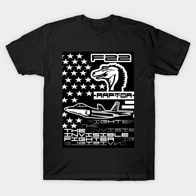 F22 Raptor BLACK T-Shirt by Marko700m